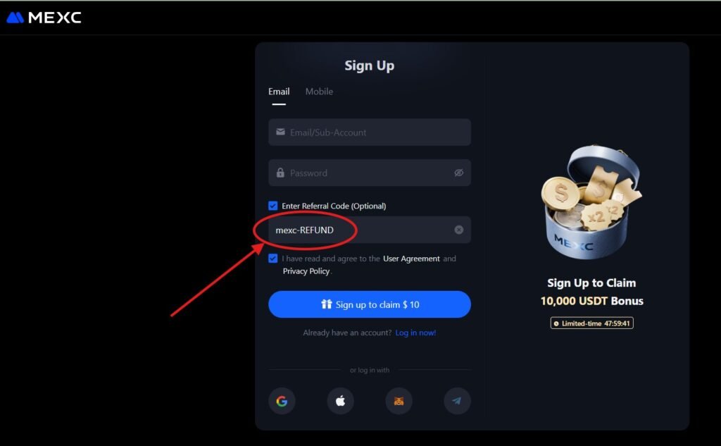 MEXC Sign-Up Process